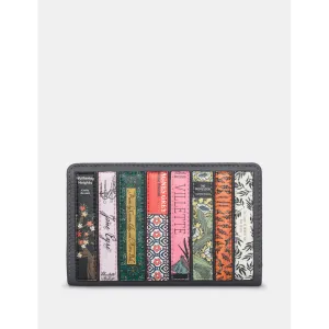 Yoshi Bronte Bookworm Library Zip Around Grey Leather Purse