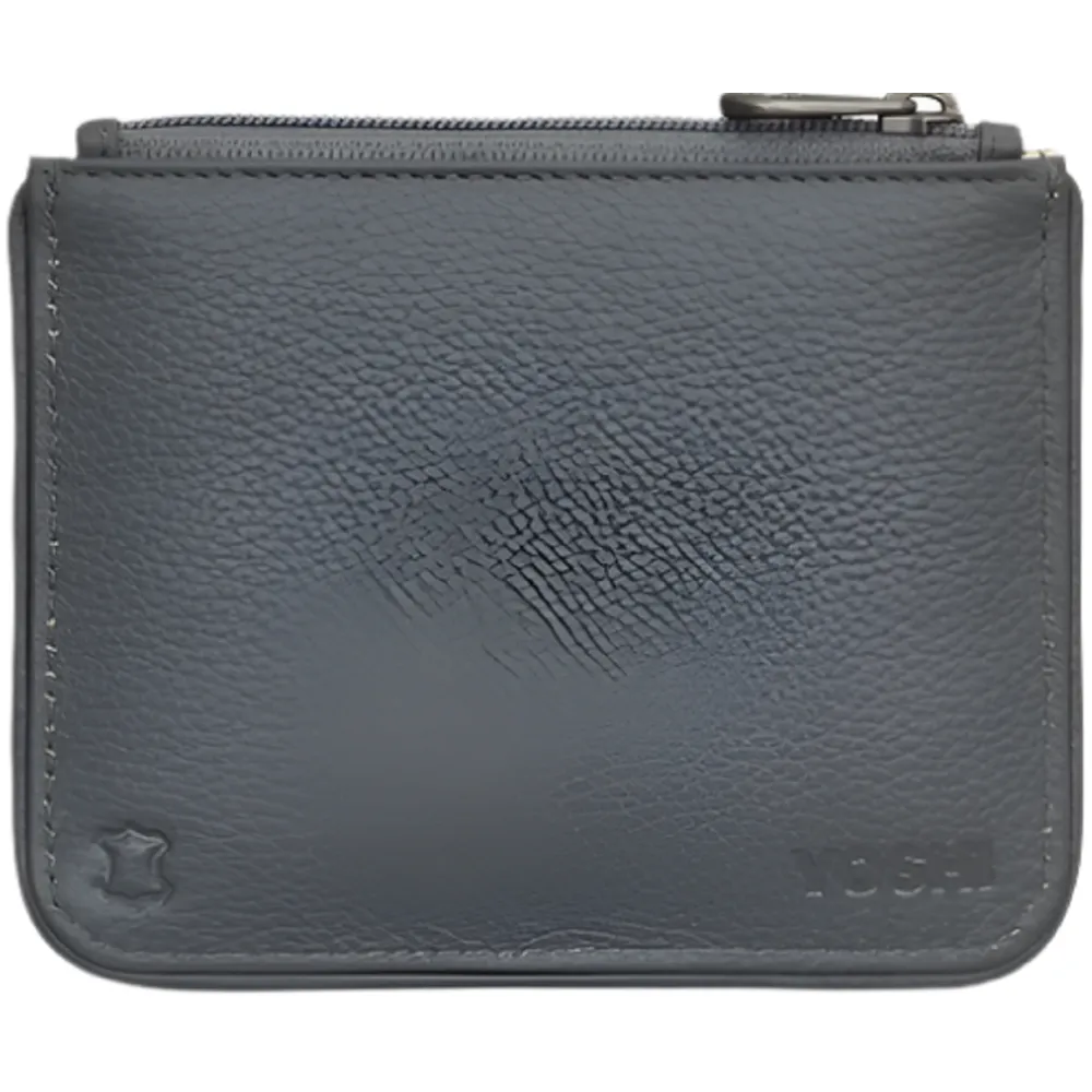Yoshi Elephant Family Grey Leather Zip Top Purse