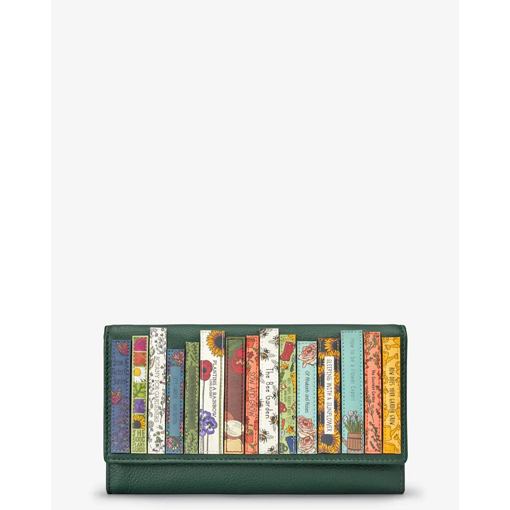 Yoshi Green Fingers Bookworm Flap Over Green Leather Purse