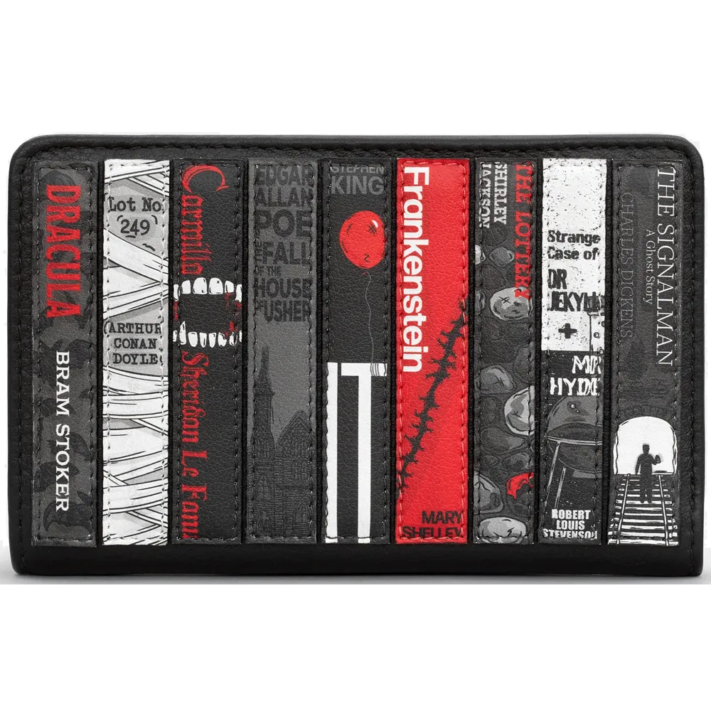 Yoshi Horror Bookworm Library Zip Around Black Leather Purse