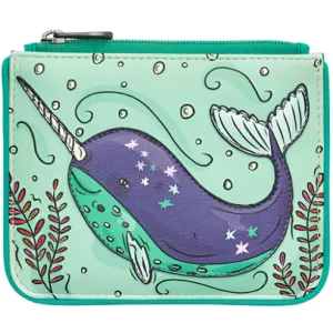 Yoshi Narwhal Blue Leather Zip Top Purse