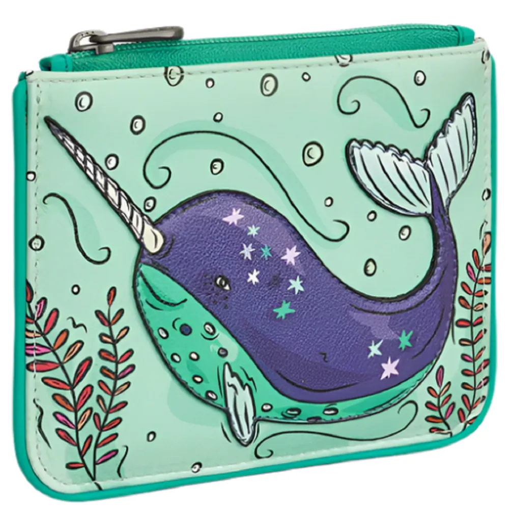 Yoshi Narwhal Blue Leather Zip Top Purse