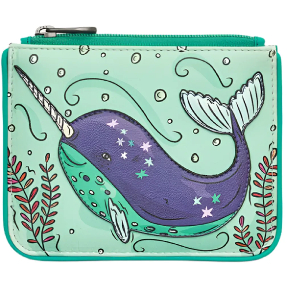 Yoshi Narwhal Blue Leather Zip Top Purse